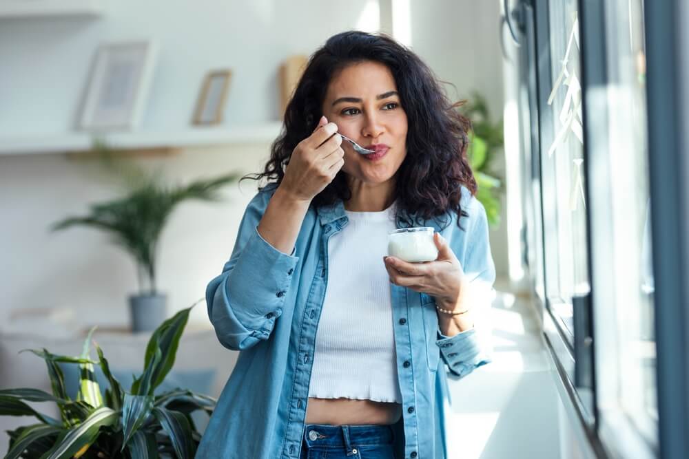 cute girls eating yougart after Root Canal, Beautiful hairs